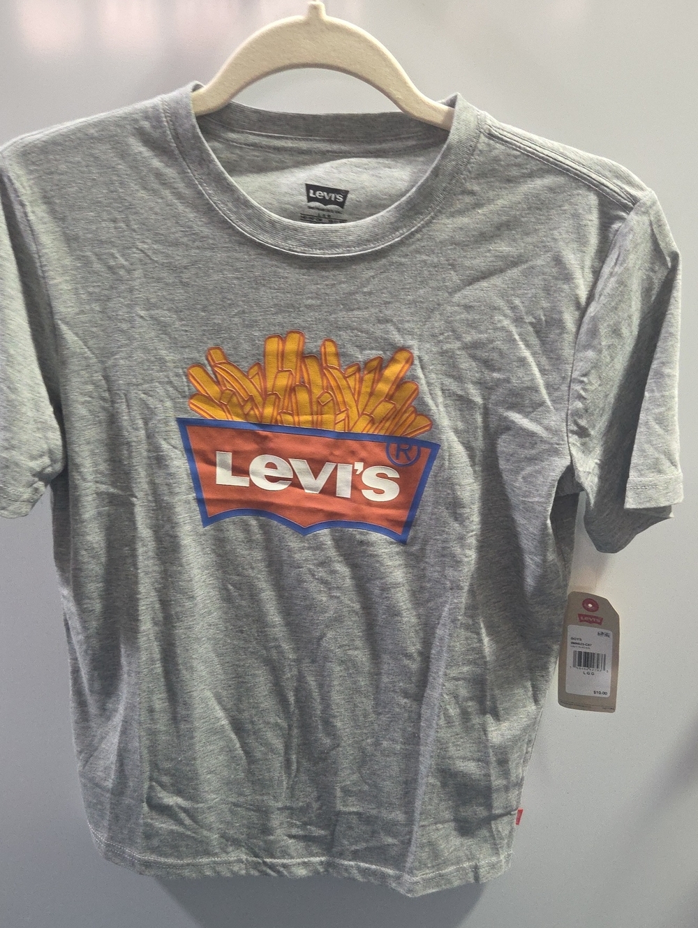 Levi’s Boys French Fries Logo Graphic T-Shirt Gray NWT Large